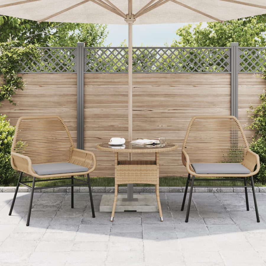 Tuinstoelen 2 st met kussens poly rattan bruin