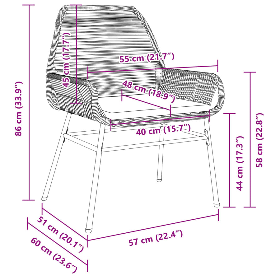 Tuinstoelen 2 st met kussens poly rattan bruin
