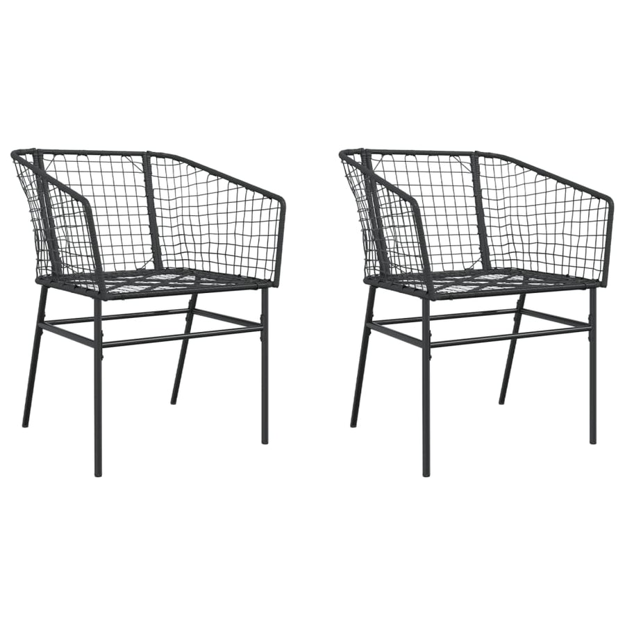 Tuinstoelen 2 st poly rattan zwart
