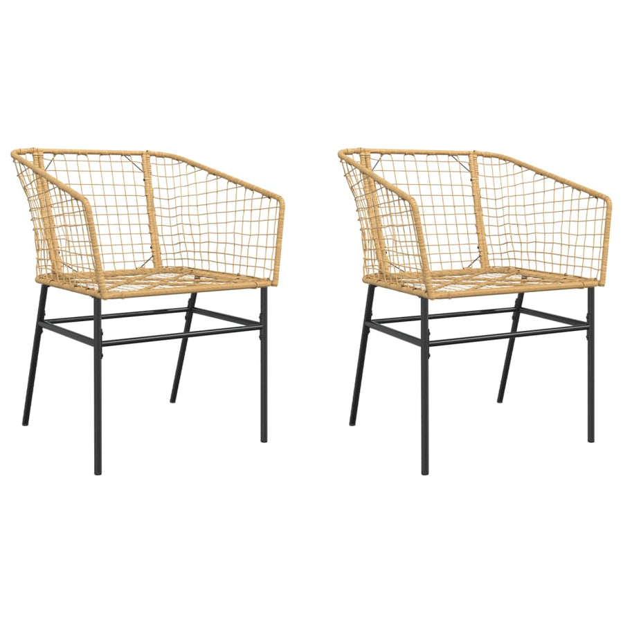 Tuinstoel bruin poly rattan 2 st