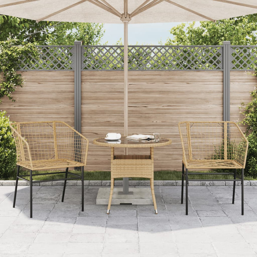 Tuinstoel bruin poly rattan 2 st