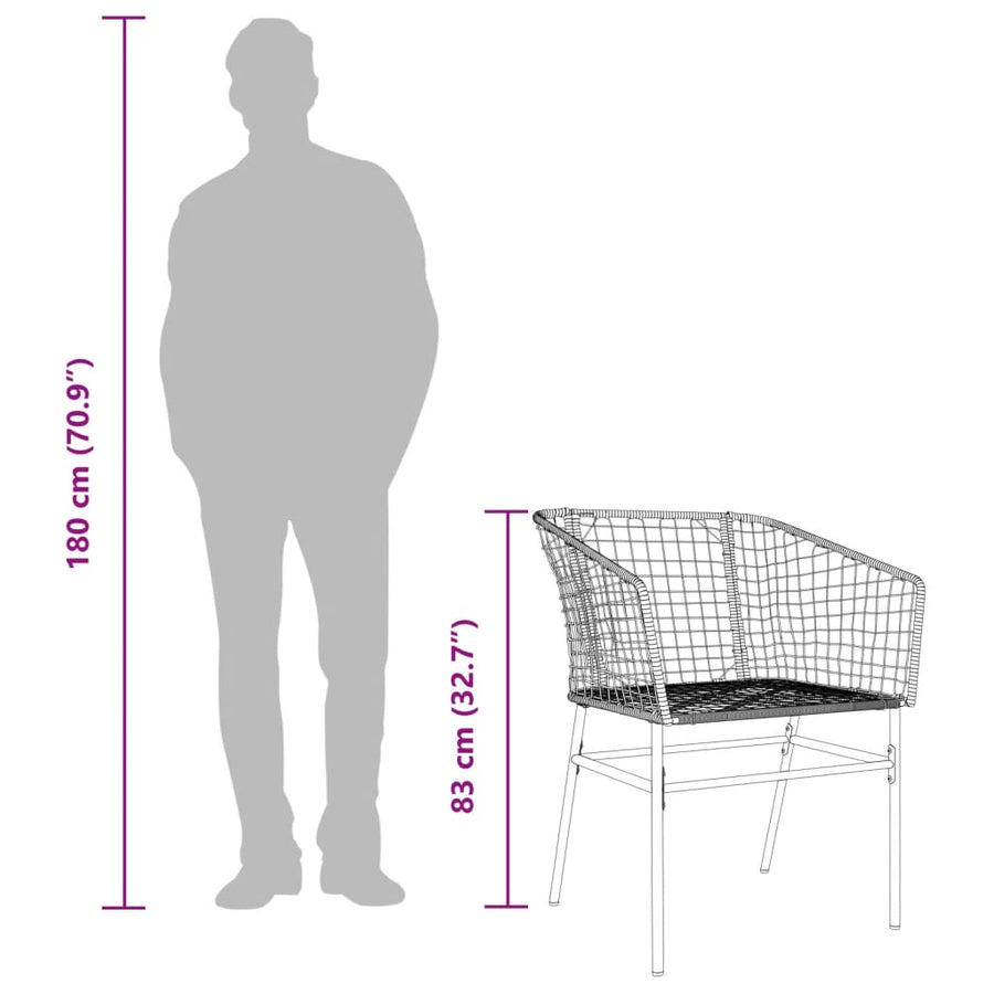 Tuinstoel bruin poly rattan 2 st