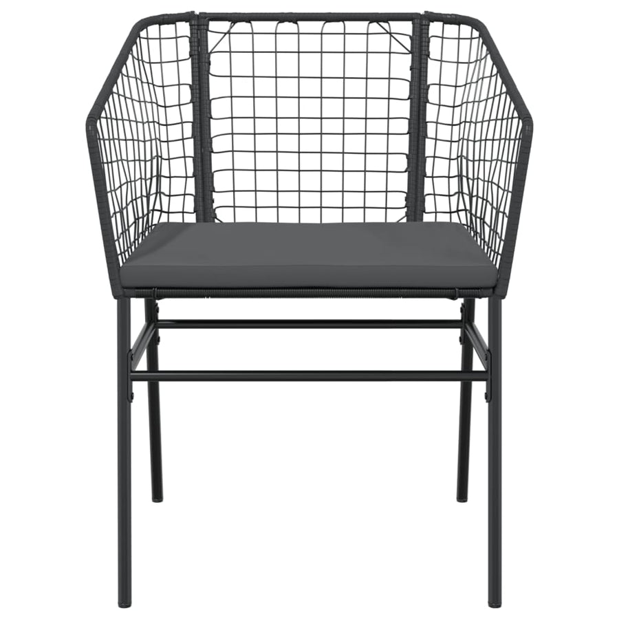 Tuinstoelen 2 st met kussens poly rattan zwart
