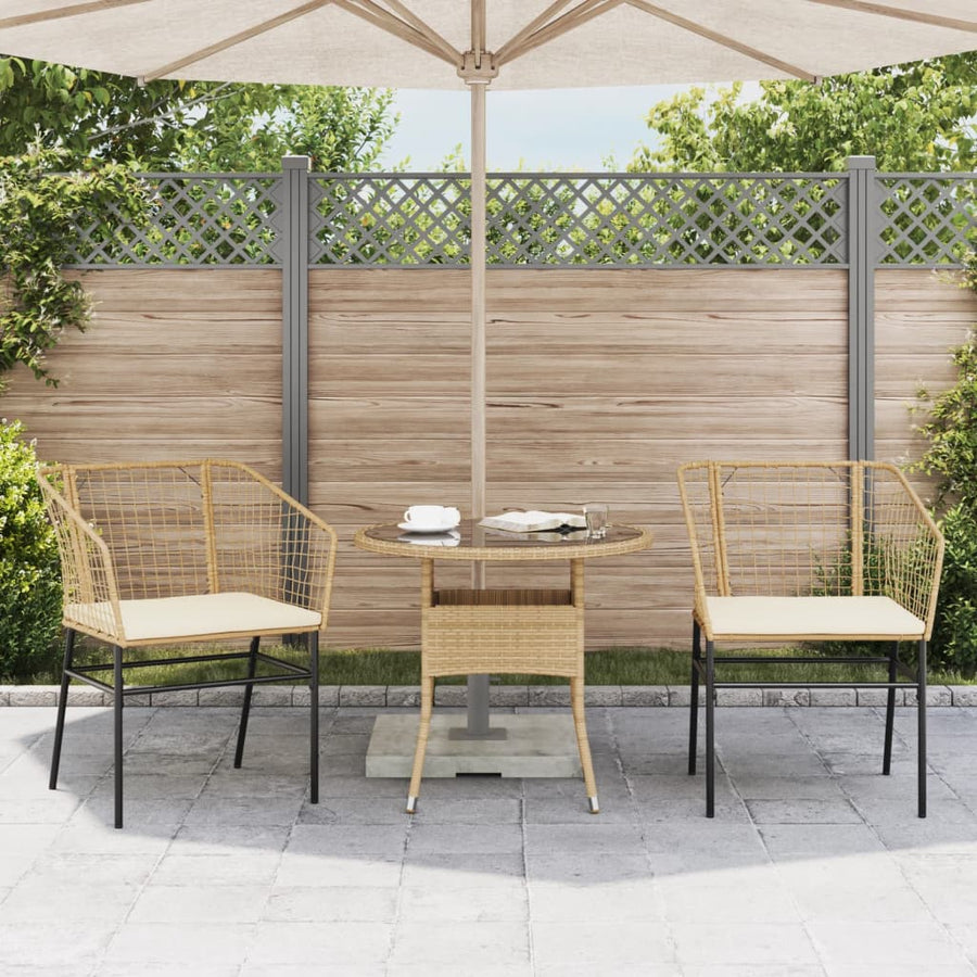 Tuinstoelen 2 st met kussens poly rattan bruin