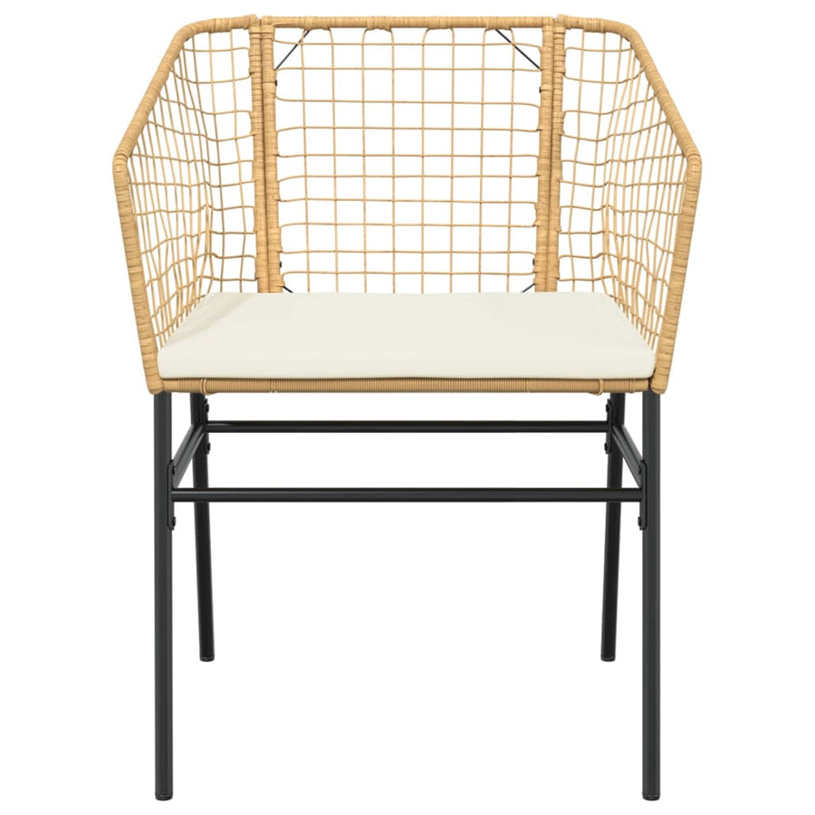 Tuinstoelen 2 st met kussens poly rattan bruin