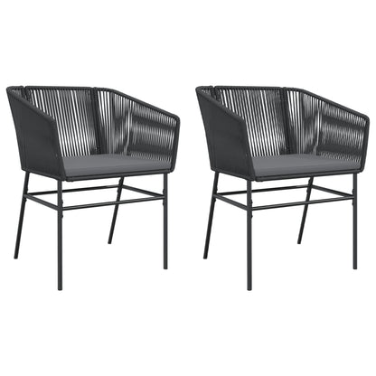Tuinstoelen 2 st met kussens poly rattan zwart