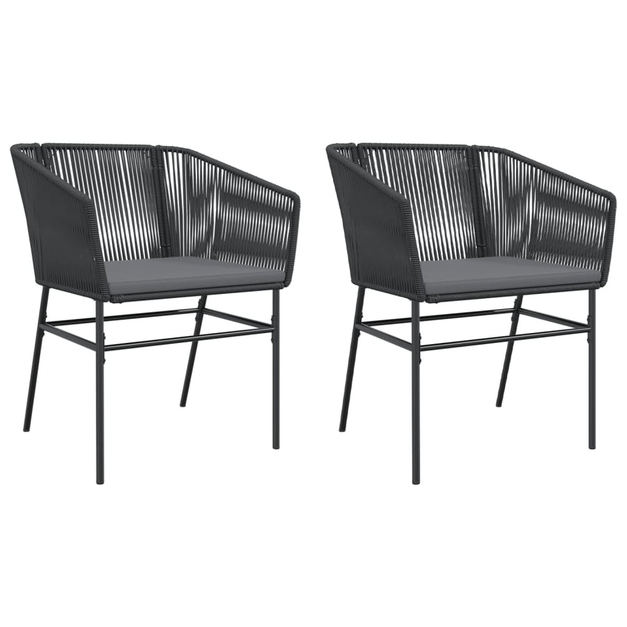 Tuinstoelen 2 st met kussens poly rattan zwart