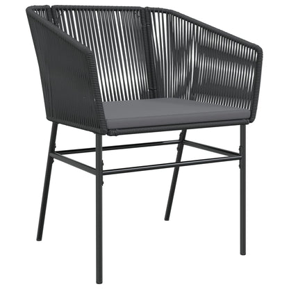 Tuinstoelen 2 st met kussens poly rattan zwart
