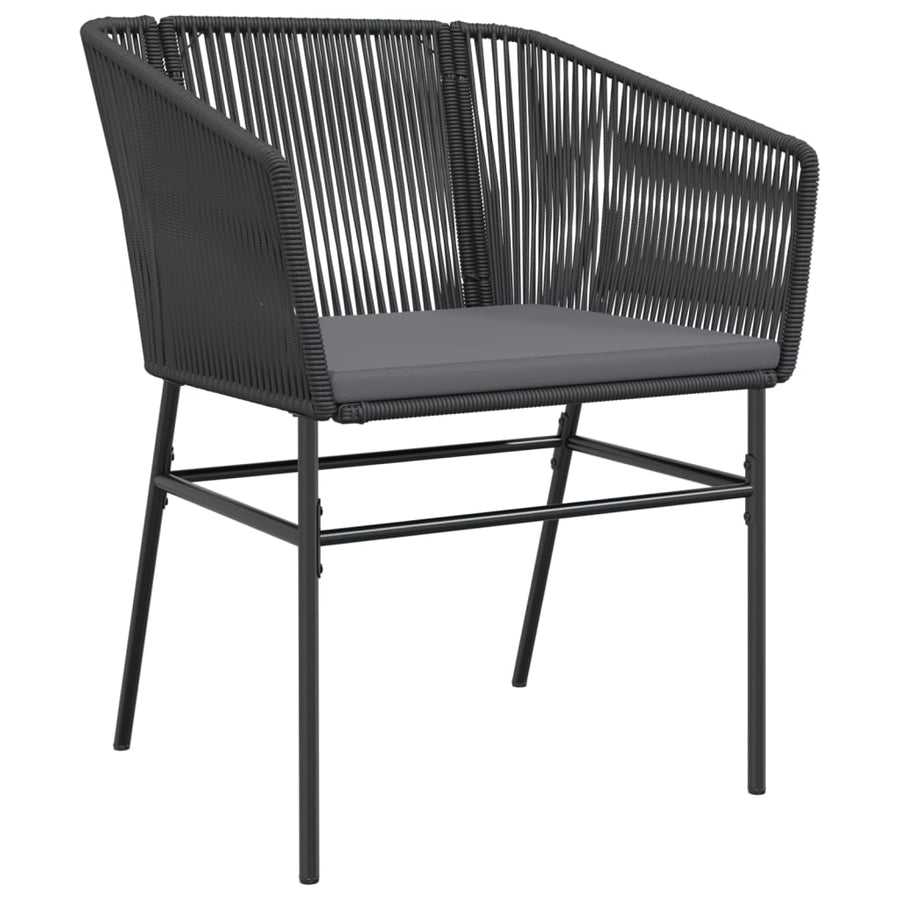 Tuinstoelen 2 st met kussens poly rattan zwart