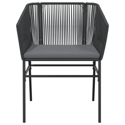 Tuinstoelen 2 st met kussens poly rattan zwart