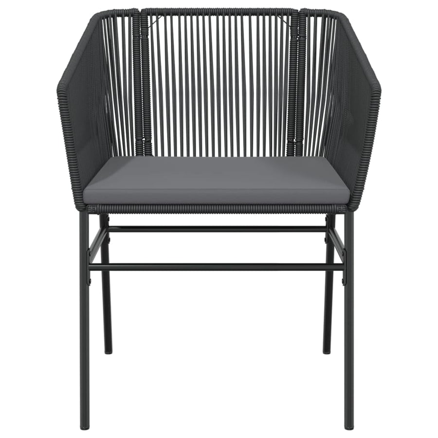 Tuinstoelen 2 st met kussens poly rattan zwart