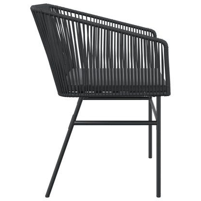 Tuinstoelen 2 st met kussens poly rattan zwart