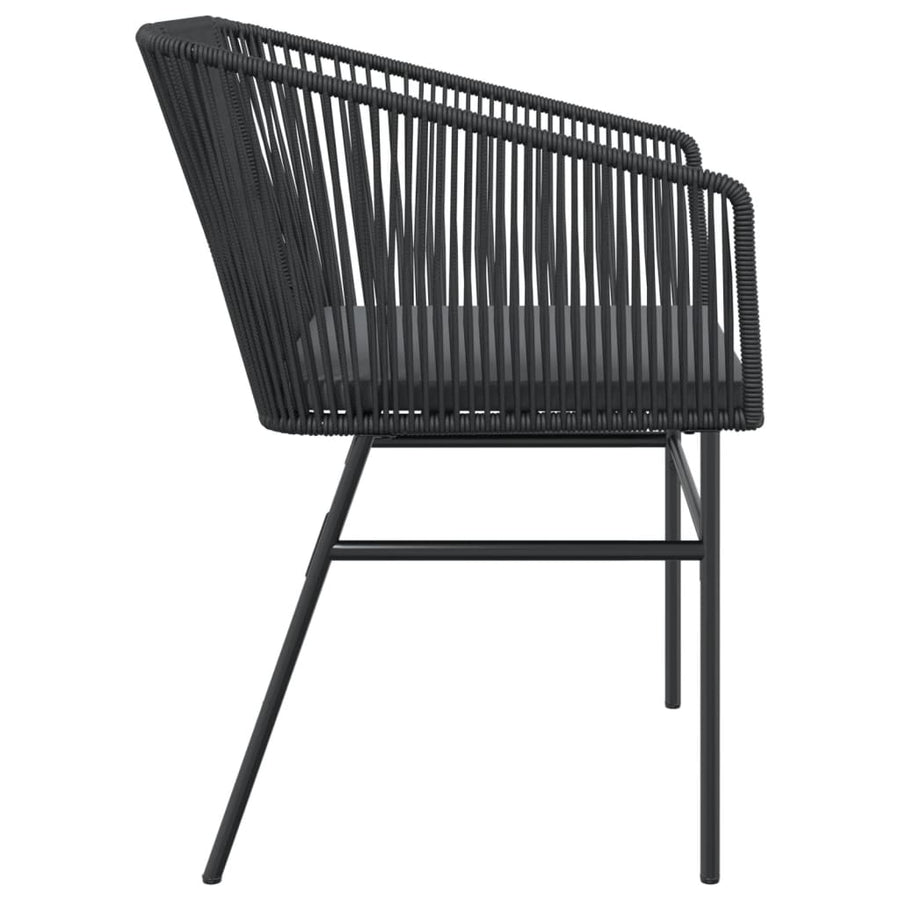 Tuinstoelen 2 st met kussens poly rattan zwart