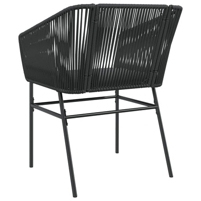 Tuinstoelen 2 st met kussens poly rattan zwart