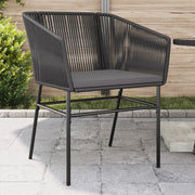 Garden chairs 2 pcs with cushions poly rattan black