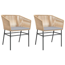 Tuinstoelen 2 st met kussens poly rattan bruin