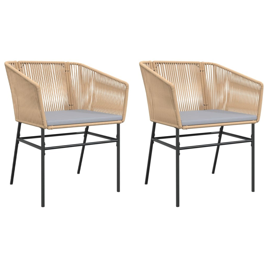 Tuinstoelen 2 st met kussens poly rattan bruin