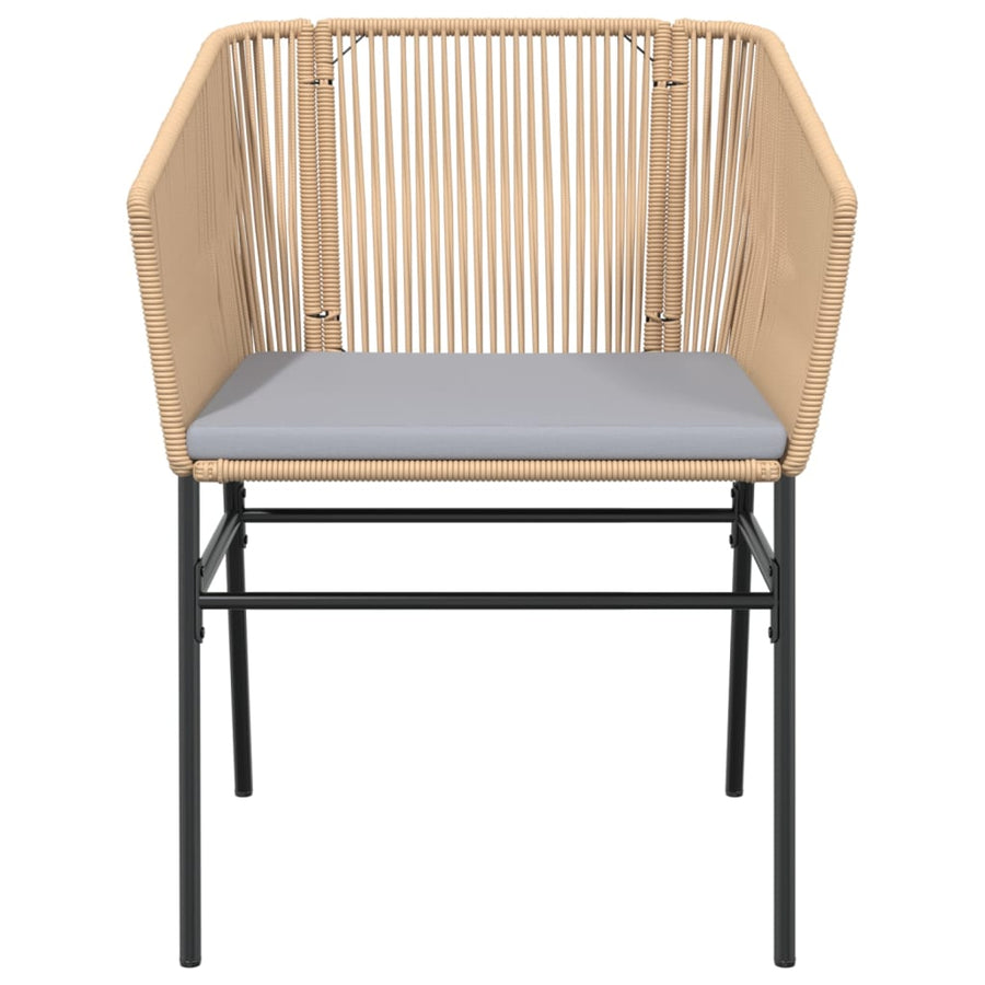 Tuinstoelen 2 st met kussens poly rattan bruin