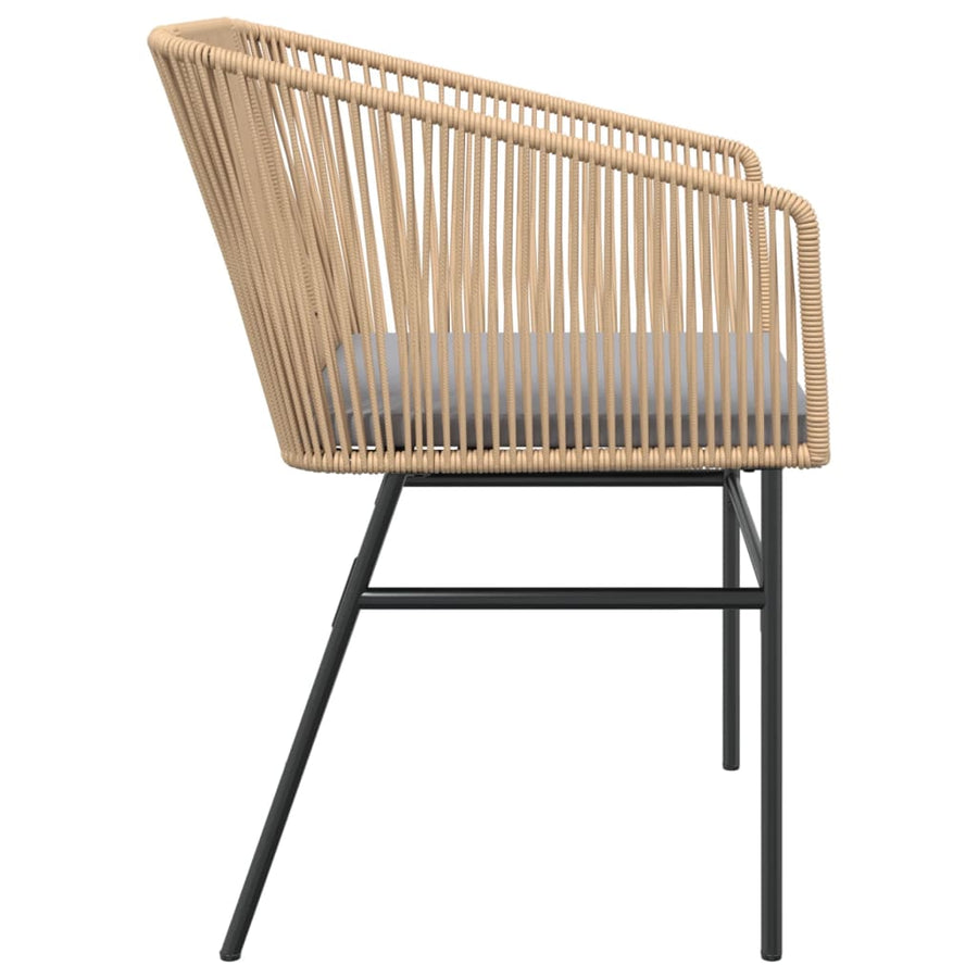 Tuinstoelen 2 st met kussens poly rattan bruin