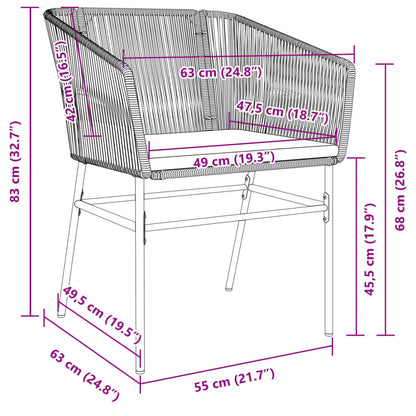 Tuinstoelen 2 st met kussens poly rattan bruin