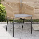 Garden chairs 2 pcs with cushions poly rattan brown