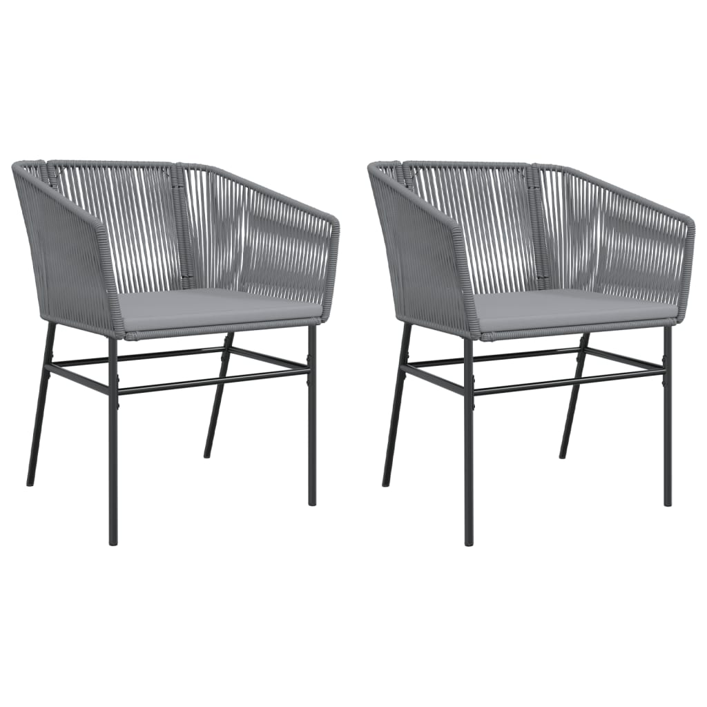 Tuinstoelen 2 st met kussens poly rattan grijs