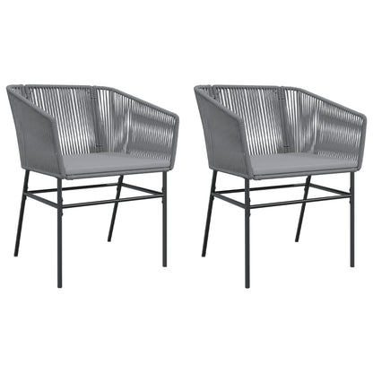 Tuinstoelen 2 st met kussens poly rattan grijs