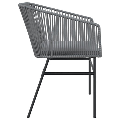 Tuinstoelen 2 st met kussens poly rattan grijs