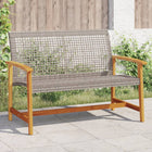 Tuinbank 112 Cm Poly Rattan En Acaciahout Grijs