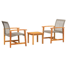 3-Delige Bistroset Poly Rattan En Acaciahout Grijs