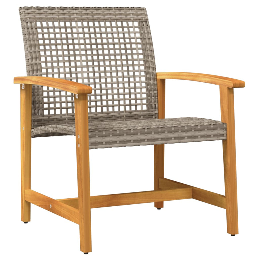 3-Delige Bistroset Poly Rattan En Acaciahout Grijs