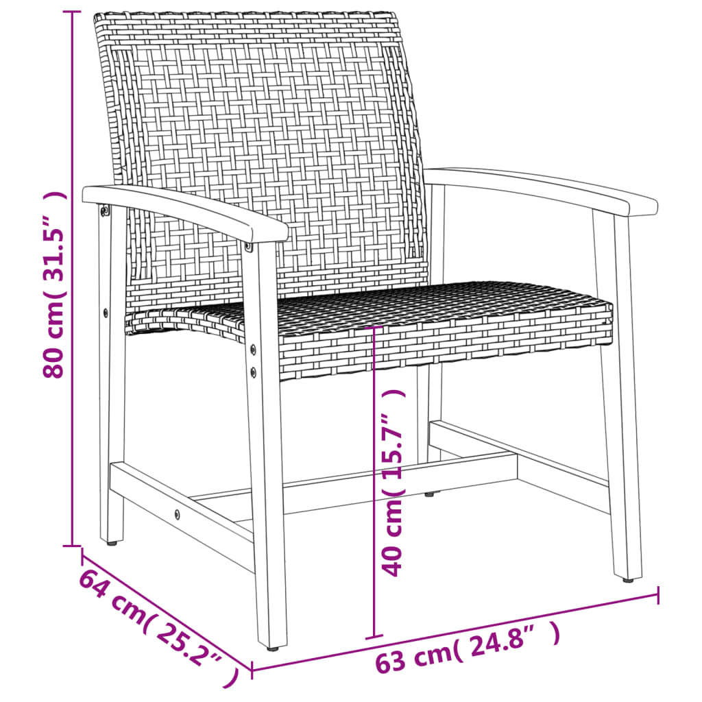 5-Delige Loungeset Poly Rattan En Acaciahout Grijs