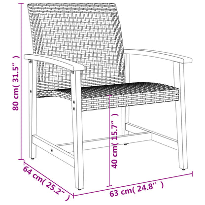 5-Delige Loungeset Poly Rattan En Acaciahout Grijs