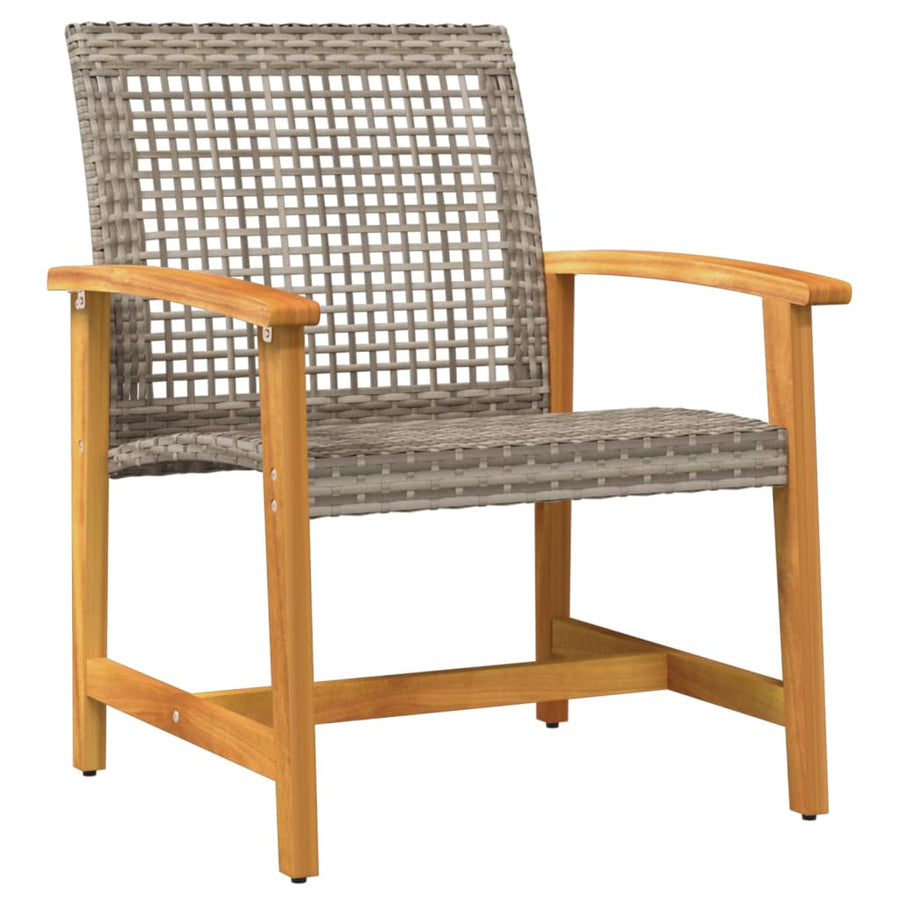 5-Delige Loungeset Poly Rattan En Acaciahout Grijs