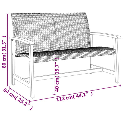 5-Delige Loungeset Poly Rattan En Acaciahout Grijs