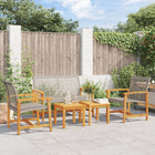 5-piece Lounge Set Poly Rattan and Acacia Wood Grey