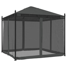 Prieel met zijwanden van gaas 2,93x2,93m staal antracietkleurig