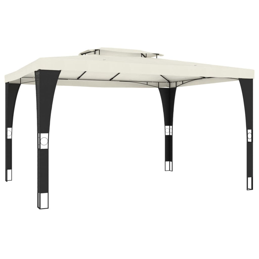 Prieel met dubbel dak 3,98x2,98 m staal crèmekleurig