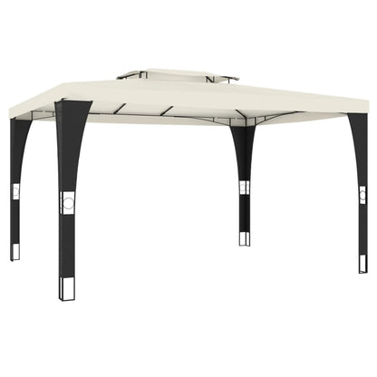Prieel met dubbel dak 3,98x2,98 m staal crèmekleurig