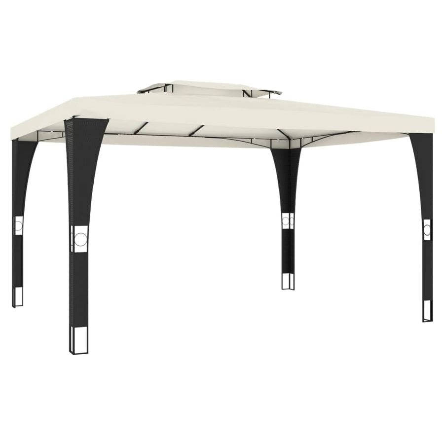 Prieel met dubbel dak 3,98x2,98 m staal crèmekleurig