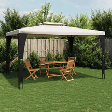 Prieel met dubbel dak 3,98x2,98 m staal crèmekleurig