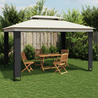 Gazebo with double roof 3.94x2.96 m steel cream-colored