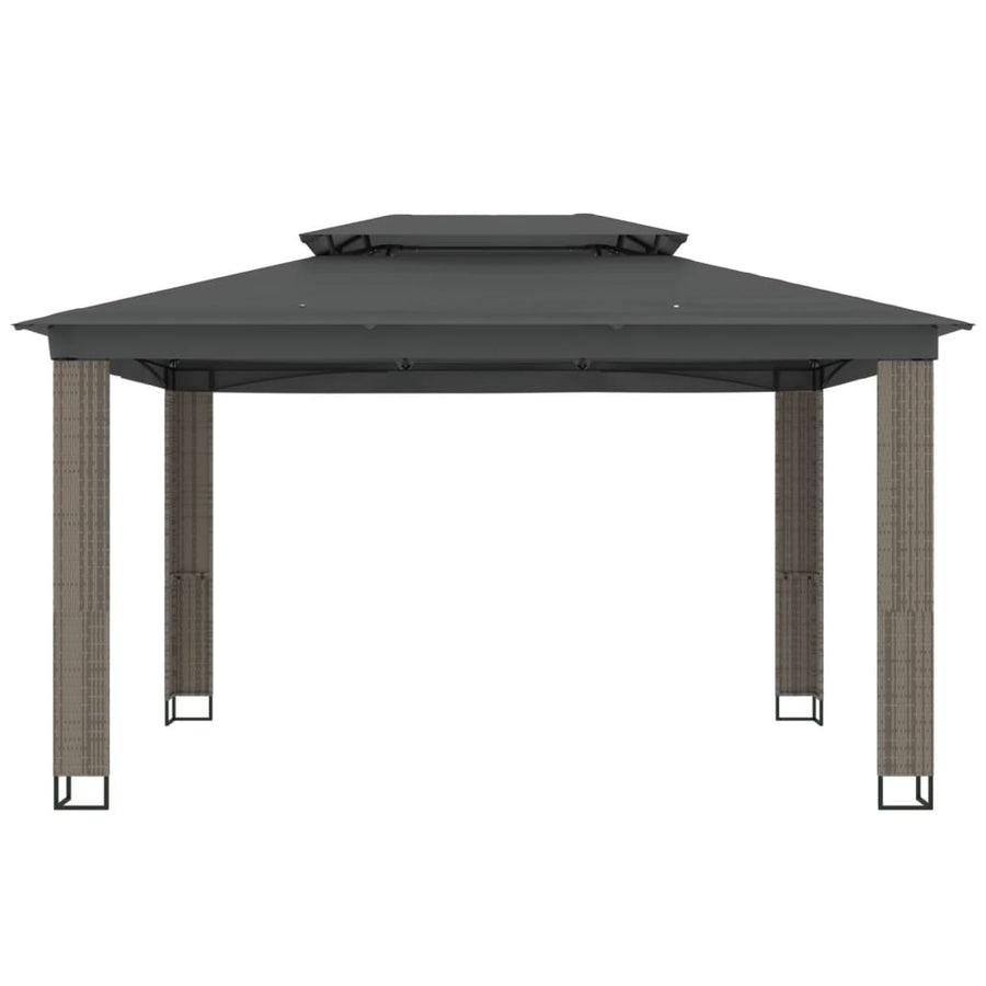 Prieel met dubbel dak 3,94x2,96 m staal antracietkleurig