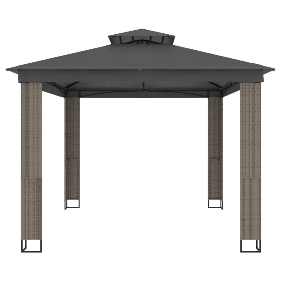 Prieel met dubbel dak 3,94x2,96 m staal antracietkleurig