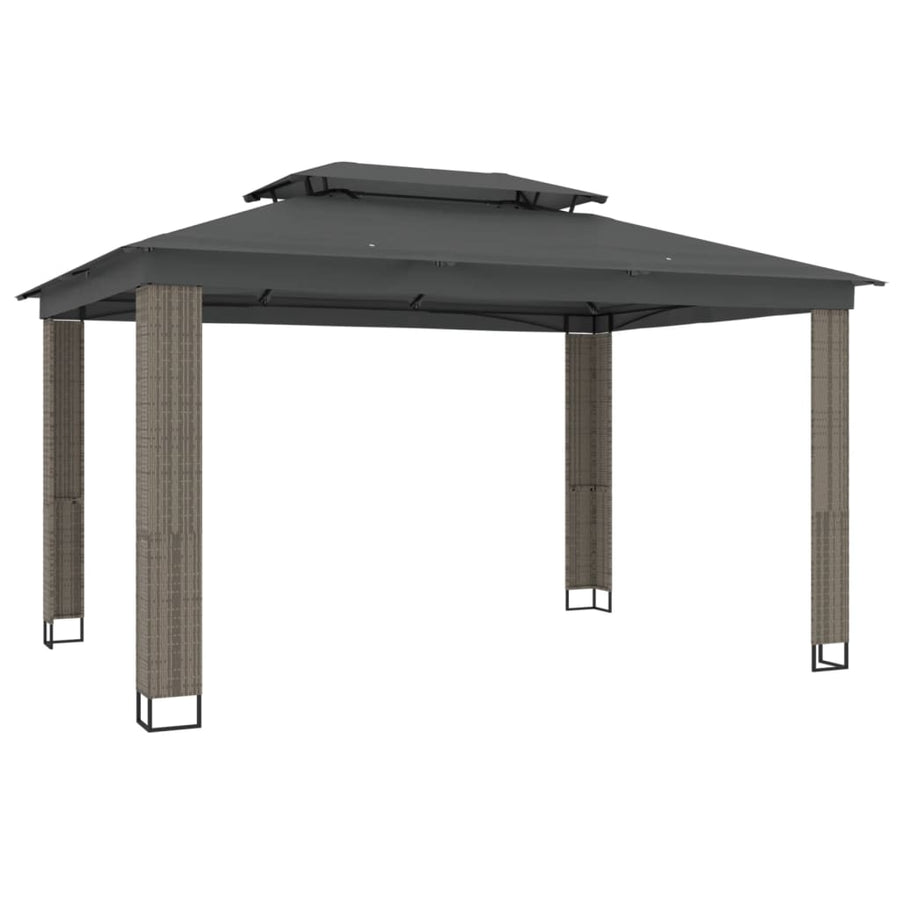 Prieel met dubbel dak 3,94x2,96 m staal antracietkleurig