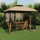 Prieel 2,94x2,94 m staal taupe met gaaswanden