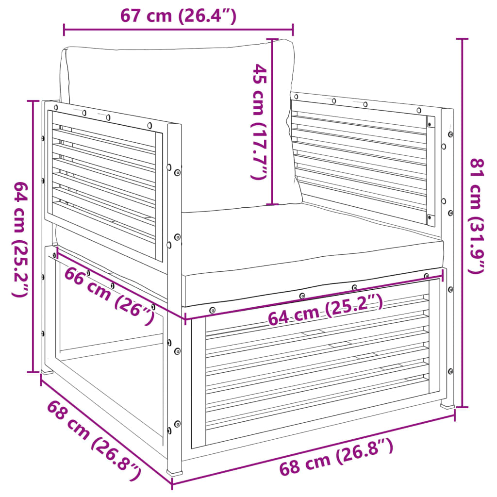 Tuinstoel met kussens massief acaciahout