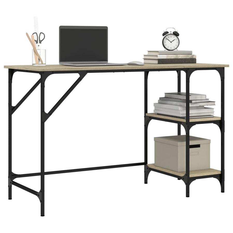 Bureau 120X50X75 Cm Metaal En Bewerkt Hout Kleurig Sonoma eiken
