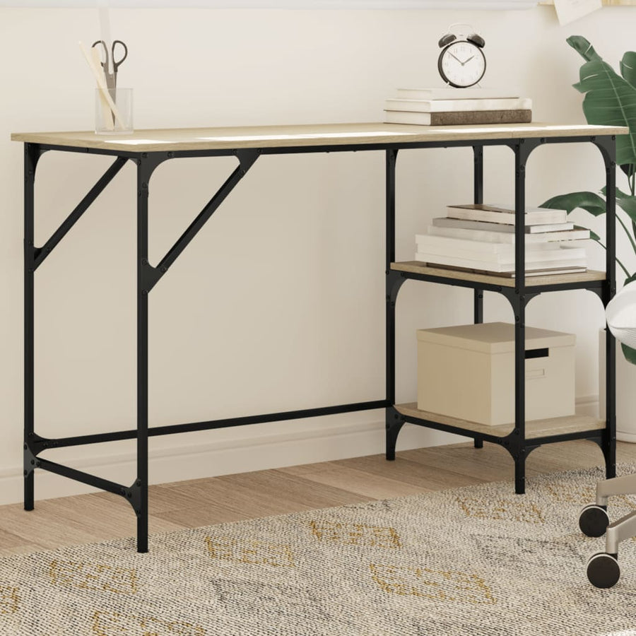 Bureau 120X50X75 Cm Metaal En Bewerkt Hout Kleurig Sonoma eiken