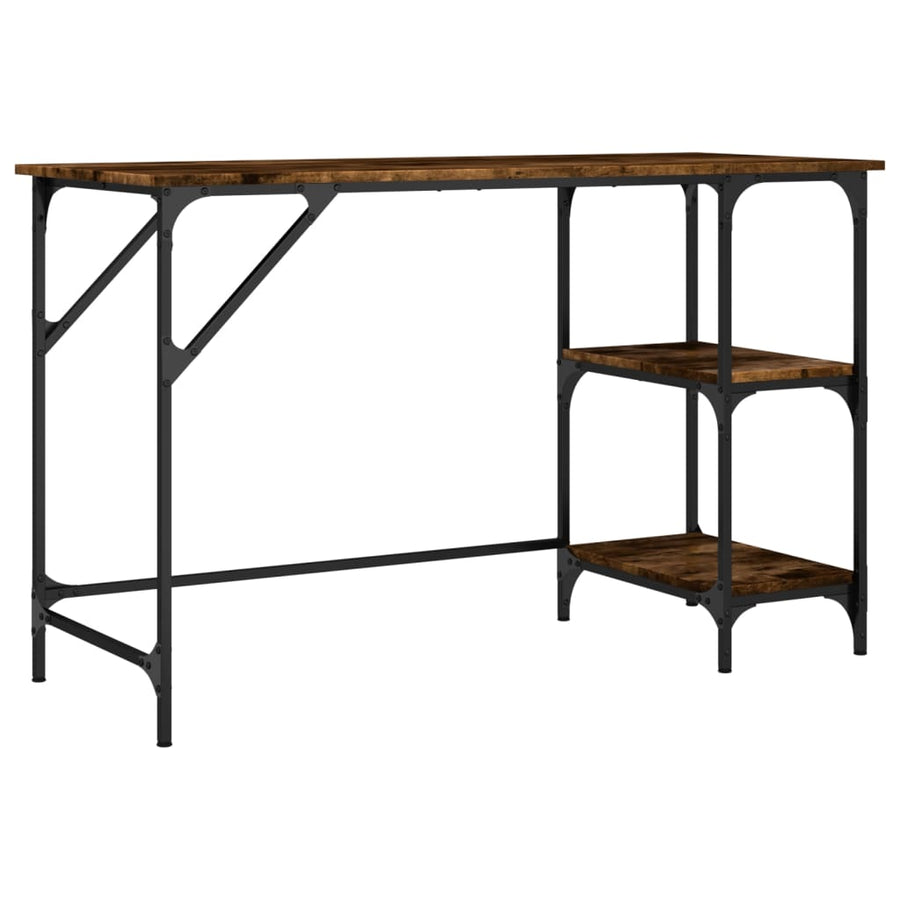 Bureau 120X50X75 Cm Metaal En Bewerkt Hout Gerookt Eikenkleurig